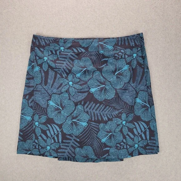 RipSkirt Hawaii Blue Tropical Floral Hibiscus Wrap Skirt Large Quick Dry Summer‎