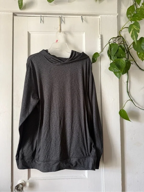 Lightweight Hooded Pullover - Charcoal Gray size Large