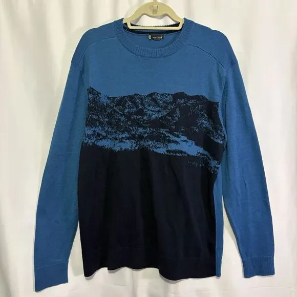 Smartwool Sparwood Crewneck Pullover Sweater Mens Sz XL Blue Mountain Wool Blend
