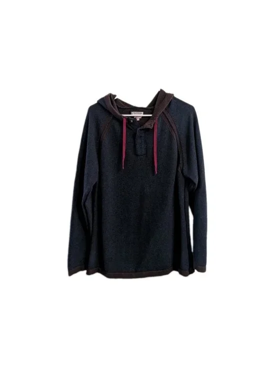 Carbon2Cobalt Men's L HIATUS Pullover Raglan Hoodie Cashmere Blend Sweater Blue