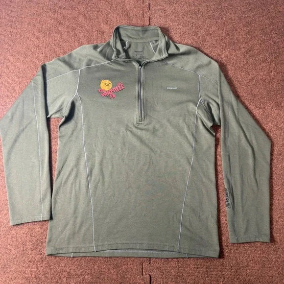 Patagonia Capilene Polartec 1/4 Zip Pullover Mens Medium Green Whoville 5K 2011