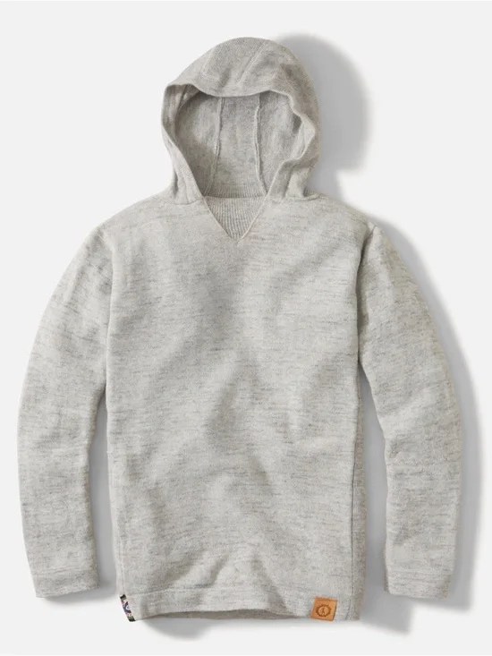 PAKA Men's Crewneck Sweater Hoodie in Light Gray Handmade.
