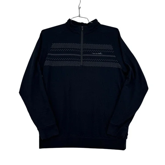 TravisMathew Quarter Zip Pullover Mens Size M Black Excellent Geometric Golf