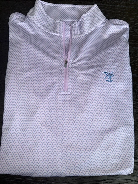 The Creek Private Club NY Peter Millar Light Pink & Blue Quarter-Zip Sweater