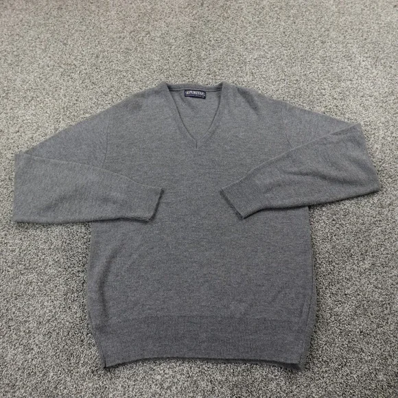 VTG Puritan Sweater Mens L Gray Cashmere‎ Pullover V Neck Sweatshirt Grandpa USA