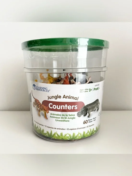 Learning Resources Jungle Animals Toys Counters 12 Species 60 Pieces Pre-K 3+