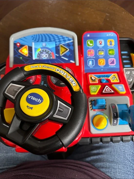 Kids Race & Discover Driver Toy Steering Wheel - Red & Black