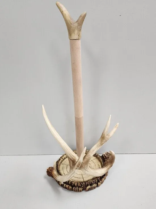 Rustic Antler Paper Towel Holder - Natural Cream and Tan