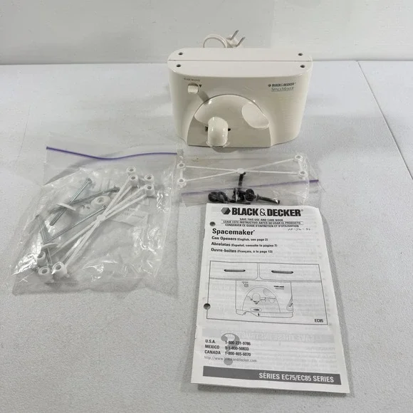 BLACK+DECKER Spacemaker Under Counter Can Opener EC75 White W/ Hardware TESTED
