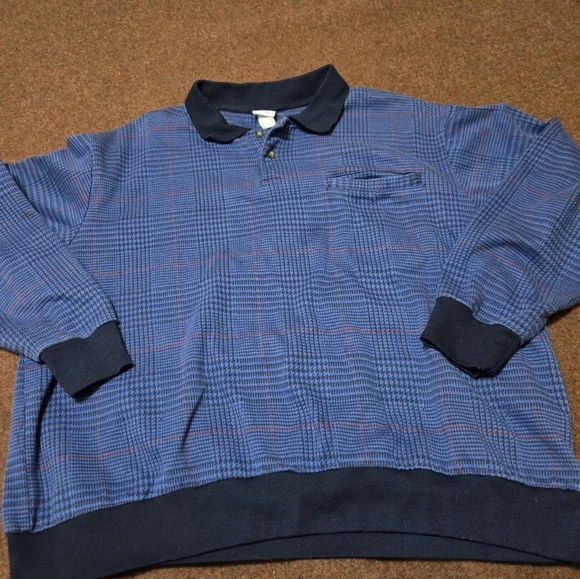 Vintage Casual Joe By Haband Men's 2X Golf Pull Over With 2 Buttons Blue