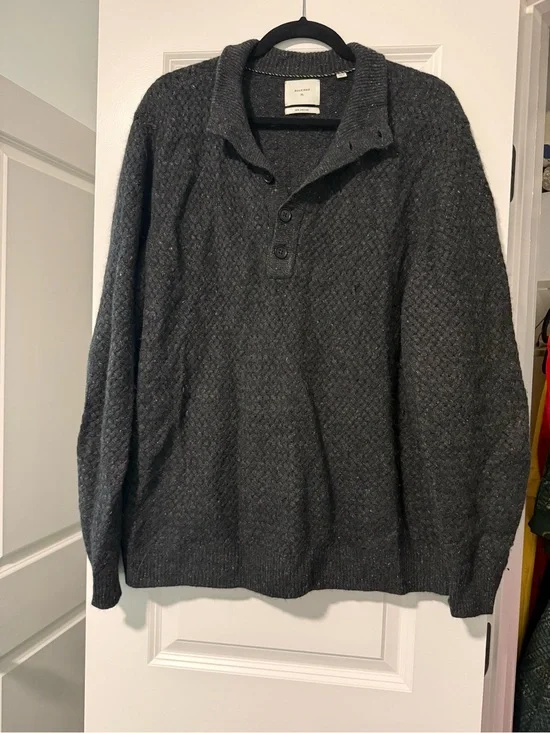 Billy Reid Dark Charcoal Knit Zip-Neck Sweater