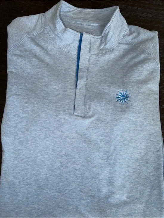 Tuscana Palm Springs Men's Light Gray Quarter-Zip Sweater with Blue Trim