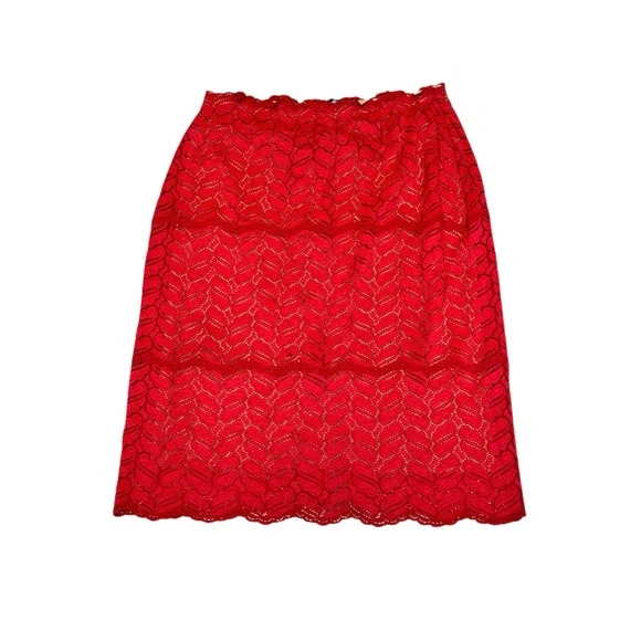 COSABELLA RED AND BEIGE LACE CUT OUT SKIRT