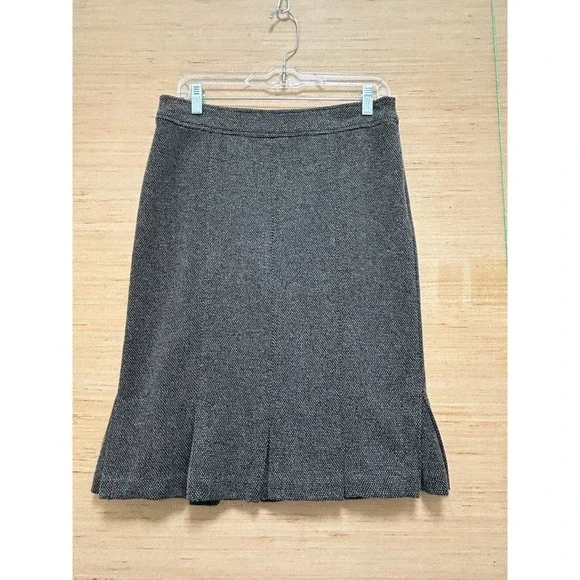 Sunny Leigh Grey Salt and Pepper A-Line Pleated Flounce Hem‎ Skirt Size 8