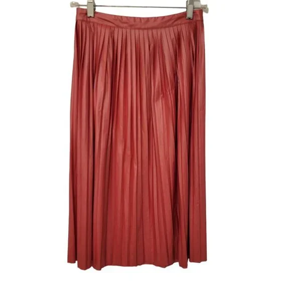 Stile Benetton Skirt Vintage Orange Pleated A Line Skirt Women's Size‎ XS