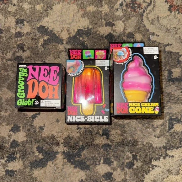 Authentic Schylling NeeDoh Bundle of 3 – Groovy Glob, Nicesicle ,Nice Cream Cone