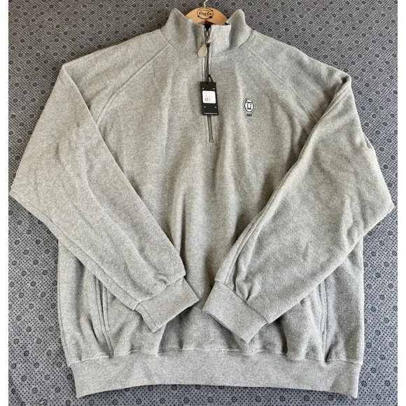 Straight Down Mens XL Fairway Fleece 1/2 Zip Golf Pullover Sweater Gray 1889