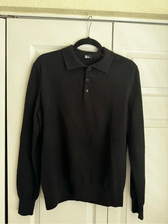 The Kooples Black V-Neck Polo Sweater