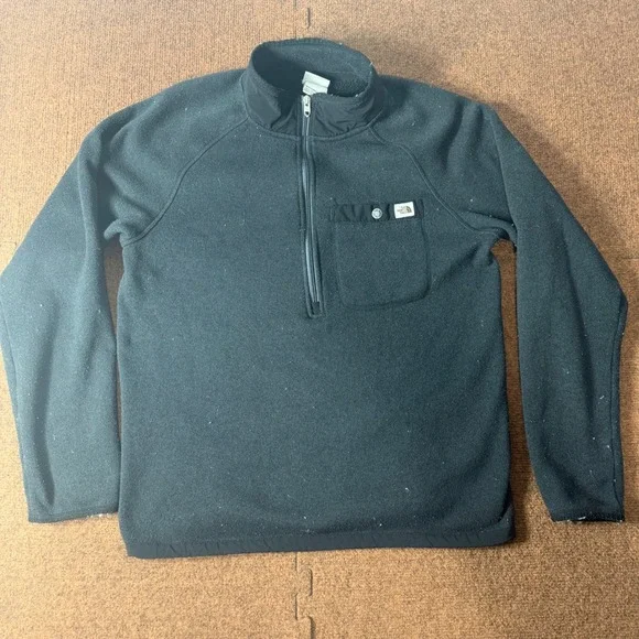 B- The North Face Mens Black Quarter Zip Fleece Pullover Jacket Size Medium