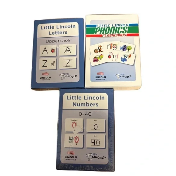 Little Lincoln Phonics Flash cards NEW Numbers Uppercase Letters Learning