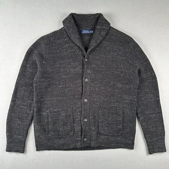 Polo Ralph Lauren Shawl Collar Cardigan Sweater Men's XL Heathered Gray Knit