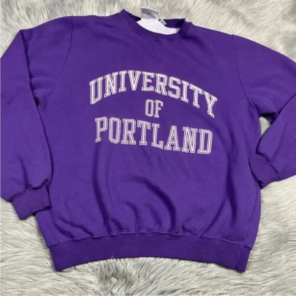 Vintage University Of Portland Oregon Purple White Crewneck Sweater