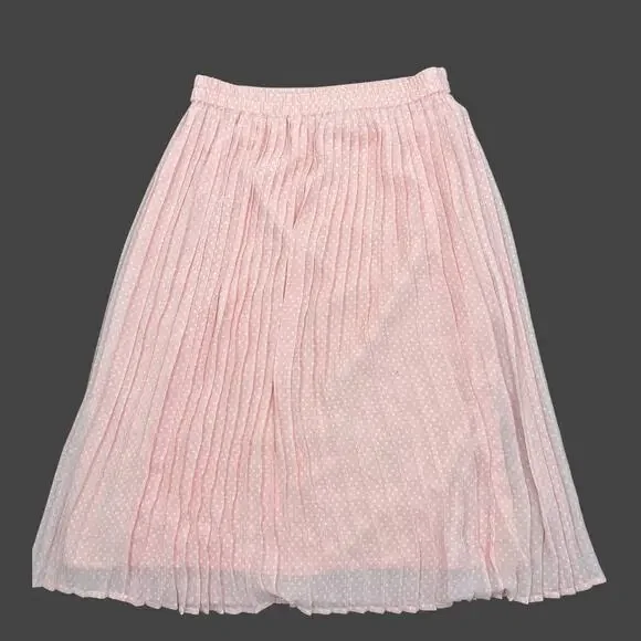 Draper & Damon’s Pink Polka Dot Pleated Midi Skirt‎ Petite Medium Chiffon Lined