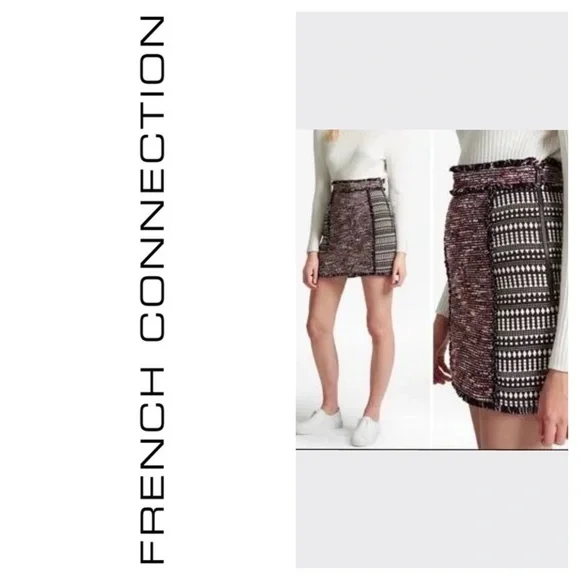 NWT French Connection Pixel Mix Tweed Miniskirt sz 6