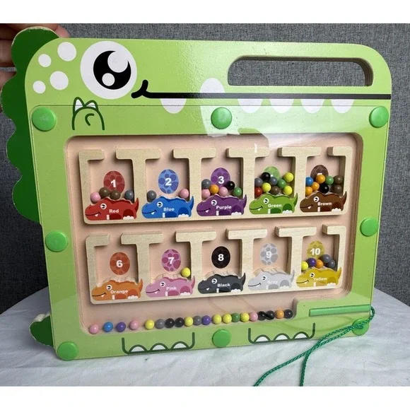 Magnetic Color and Number Alligator Maze Montessori Wooden Toy