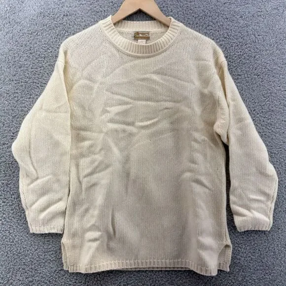 Direct Images Sweater Mens L‎ Beige Cream Lambs Wool Pullover Long Sleeve Knit