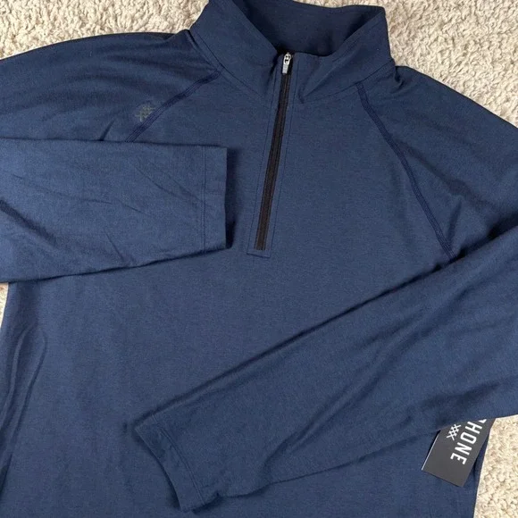 NWT Rhone Mens Atmosphere Midweight 1/4 Zip Pullover Size M Navy Blue Logo