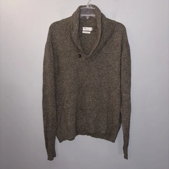 Peter Millar Sweater Mountainside Shawl Collar Merino Wool Gray Beige‎ Marble XL