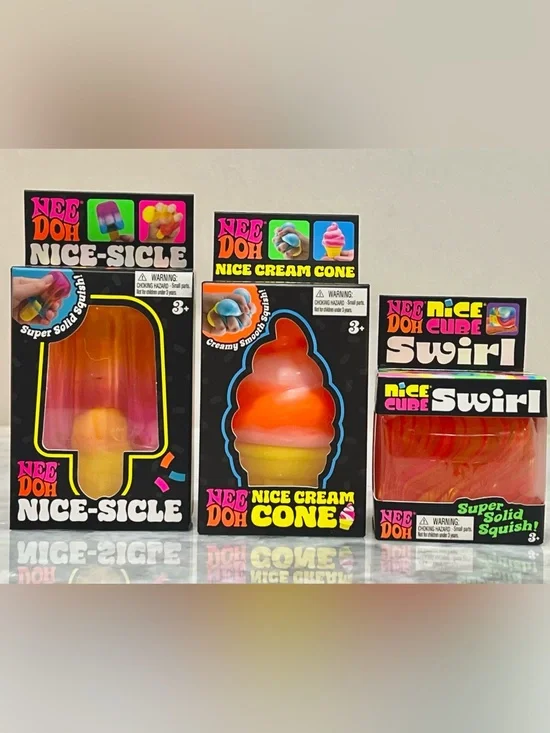 NeeDoh Orange Bundle Set of 3! Nice Sicle, Nice Cream Cone & Nice Cube Swirl