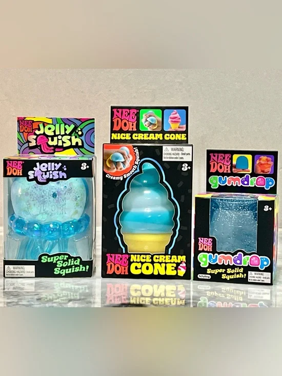 NeeDoh BLUE Bundle! Nice Cream Cone, Jelly Squish & Gumdrop SET OF 3