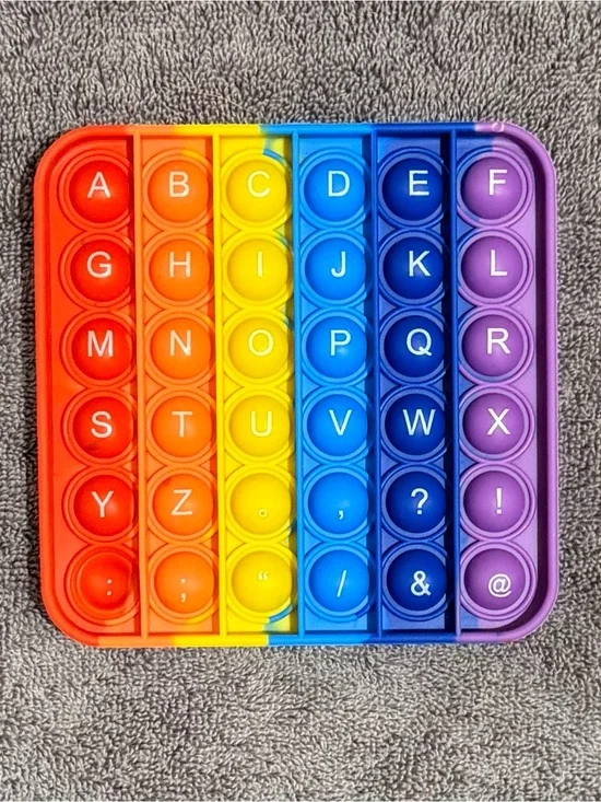 Rainbow Alphabet Pop Fidget Toy - Multicolor Silicone Sensory Square
