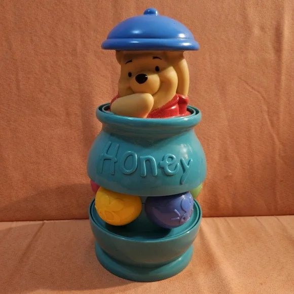 Disney Winnie the Pooh Spinning‎ Honey Pot Pop-Up Baby Toy Mattel Vintage Works