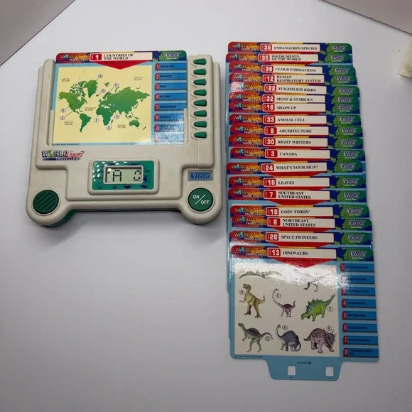 Vtech World Wizard Traveller Vintage 1992 Electronic Learning Toy with 19‎ Cards