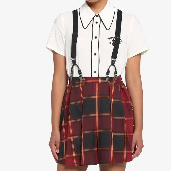 Hot Topic Harry Potter Gryffindor Pleated Suspender Skirt‎ Cosplay