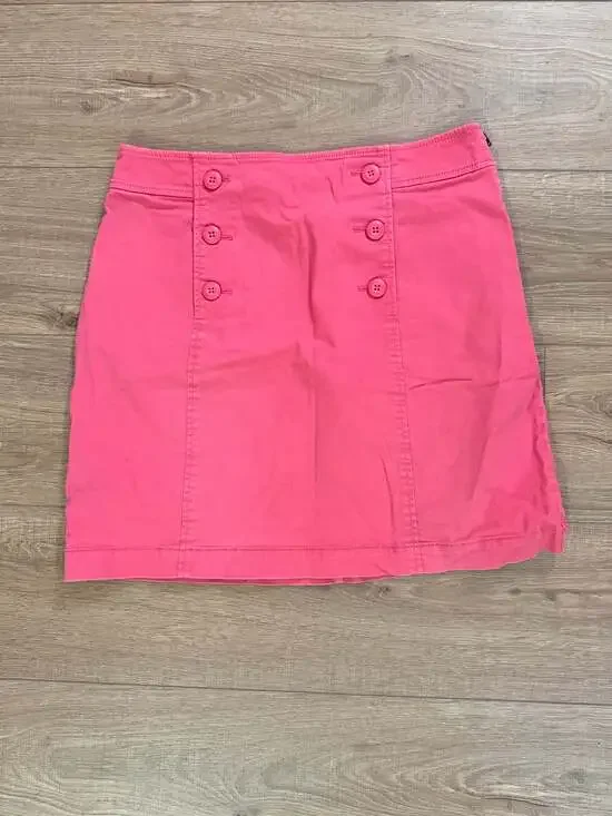 LOFT Pink Button-Front Mini Skirt