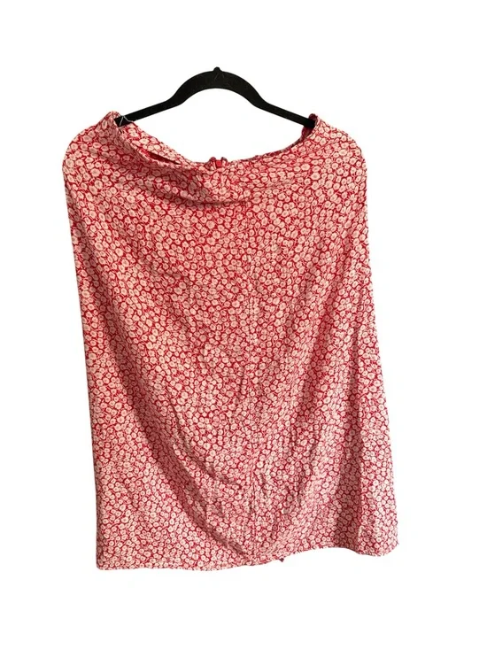 Abercrombie & Fitch Red Floral High-Slit Midi Skirt