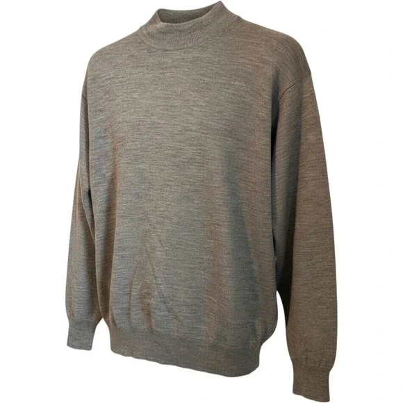 Mr. Sid Mens Size L Gray Wool Silk Cashmere Mock Neck Sweater Made in Italy