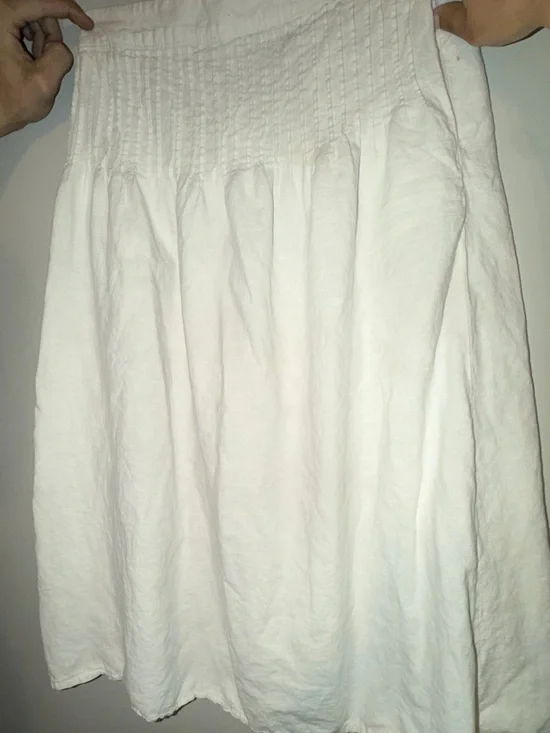 Women's White Elastic-Waist Midi Skirt