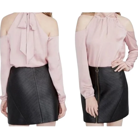 RACHEL Rachel Roy Black Ribbed Exposed Front Zipper Mini Skirt Women's Size 2