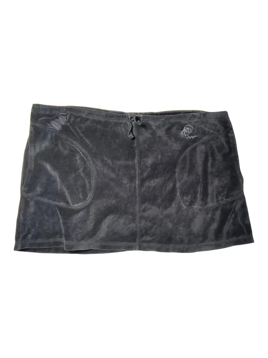 Patagonia Y2K 90's Black Velour Drawstring Mini Skirt w/ Pockets