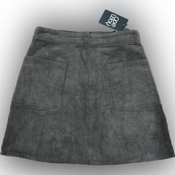 NWT One Way for LF Retro Brown Corduroy A-Line Mini Skirt AU 8 US XS