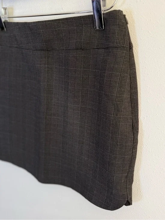 Zara Plaid Mini Skirt XS Brown Gray Preppy Academia