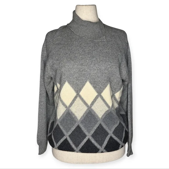 Vintage Pringle Scotland Cashmere Argyle Sweater Made in Scotland 44