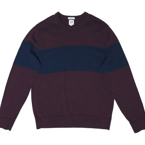Gap 100% Washable Merino Wool Sweater Purple Maroon Blue Men Size L Never Washed
