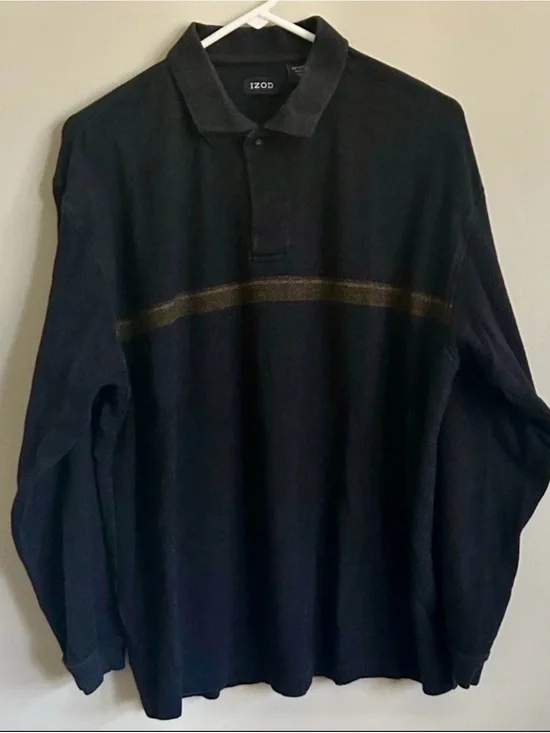 Izod Men's Crewneck Sweater -  Black/Navy