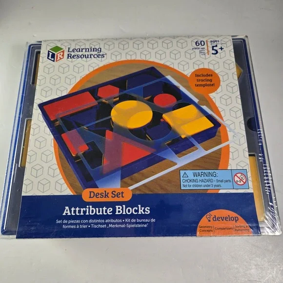 Learning Resources Desk Set Attribute Blocks 60 Piece Educational Toy Age 5 Plus